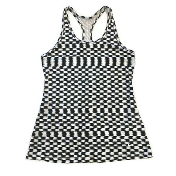 Nike Dri-Fit Sleeveless Workout Tank Top Activewear Black & White Pattern M - Picture 1 of 9